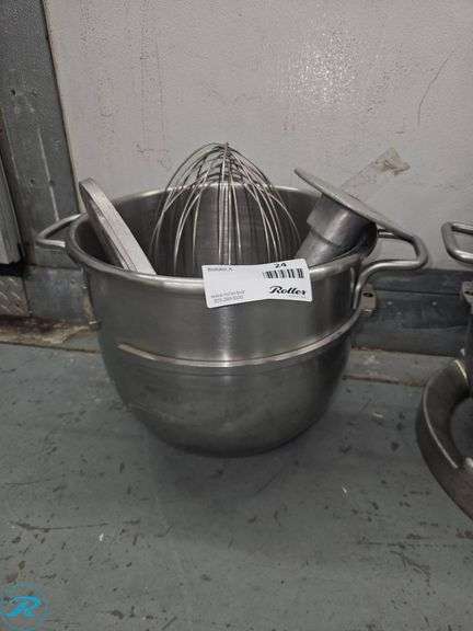 (2) Commercial Stainless Steel Mixing Bowls with Attachments - Roller Auctions