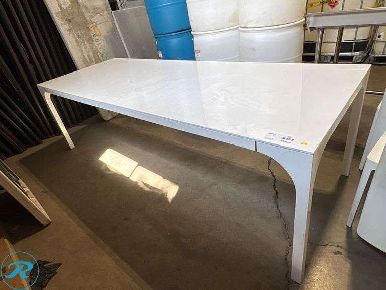 White Rectangular Dining Table, 100” x 36” x 30”H