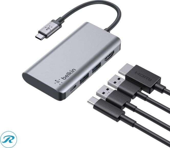 (2) Belkin - USB-C Hub 4-in-1 Multi-Port Laptop Dock with 4K HDMI, Adapter with 100W Power Delivery - for Mac, PC, and More , Gray - Like New - Roller Auctions