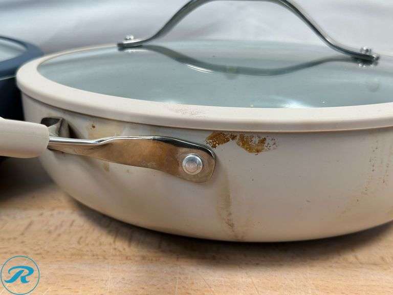 (2) Tramontina 5-quart All-In-One Plus Ceramic Non-Stick Pan- Used, Both Missing Accessories - Roller Auctions