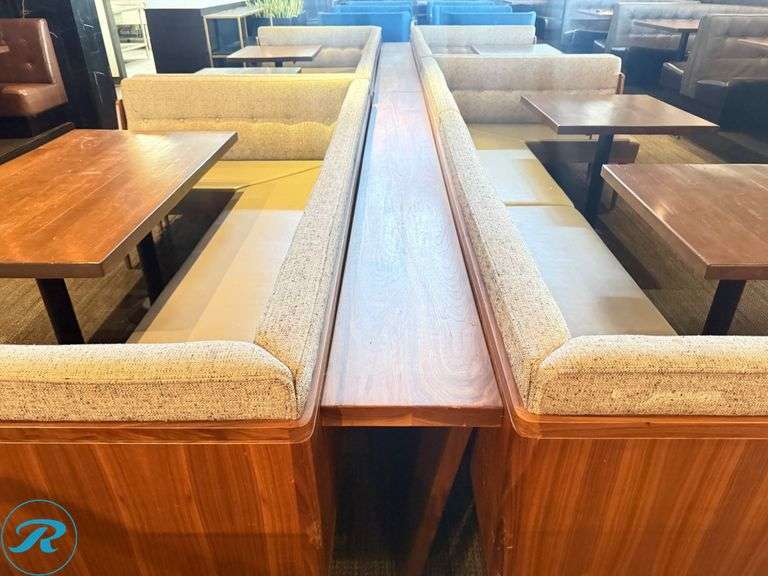 Dining Upholstered Booth and Table Package; Booths (2) 134in x 53in, (2) 104in x 53 and Tables; 54in x 30in and (4) 32in x 30in - Roller Auctions