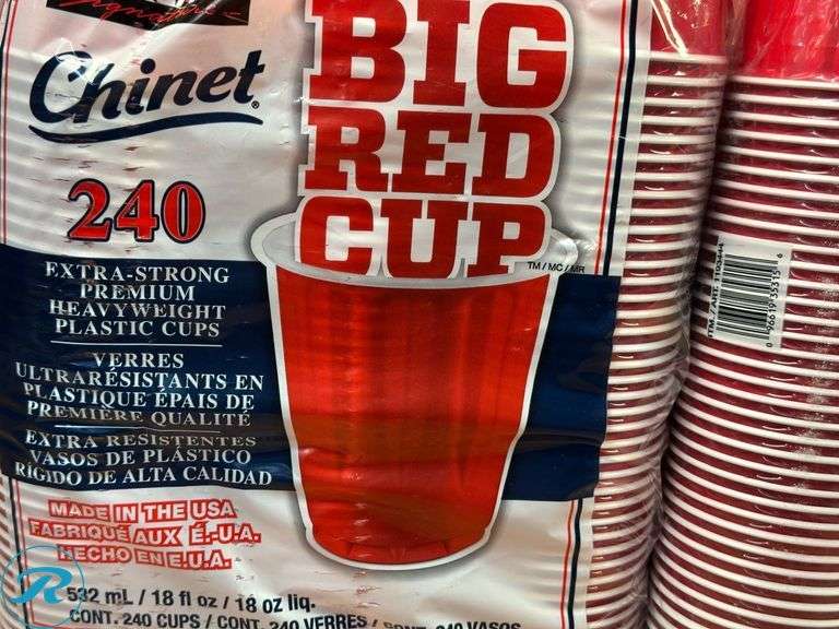 (4) Kirkland Signature Chinet 18 oz Plastic Cup, Red, 240-count - New - Damaged Cups - Roller Auctions