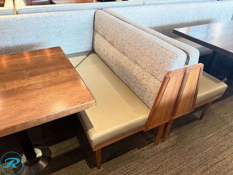Dining Upholstered Booth and Table Package; Booths (2) 134in x 53in, (2) 104in x 53 and Tables; 54in x 30in and (4) 32in x 30in - Roller Auctions
