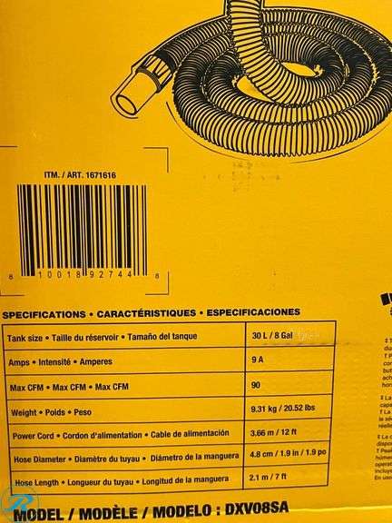 DeWalt 8 Gallon Wet/Dry Vacuum - Like New - (1) Missing Filter - TWO - Roller Auctions