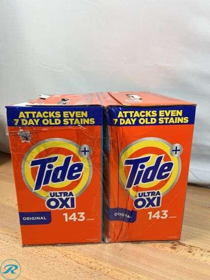 (2) Tide Plus Ultra Oxi Powder Laundry Detergent, Original, 143 Loads, 225 oz- New, (1) Open Box - Roller Auctions