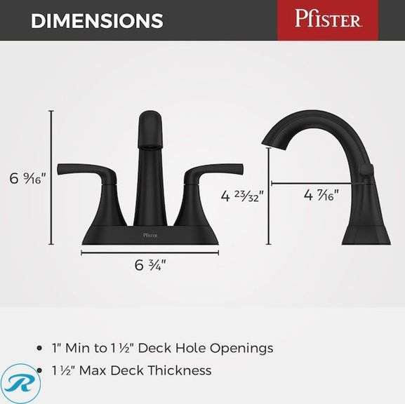 (1) Display Model- Project Source Dover 36-in True White Single Sink Bathroom Vanity with White Cultured Marble Top with Pfister Rancho Matte Black 4-in centerset 2-handle WaterSense Mid-arc Residential Handle Bathroom Sink Faucet with Drain with Deck Plate (Some Damage See Photos) - Roller Auctions