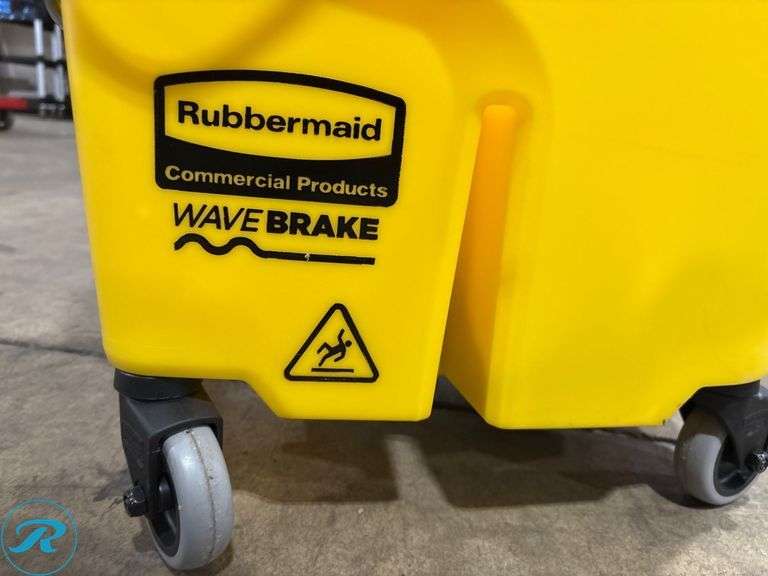 Rubbermaid WaveBrake Mop Bucket with Wringer, Blue Bucket, and Mop - Roller Auctions