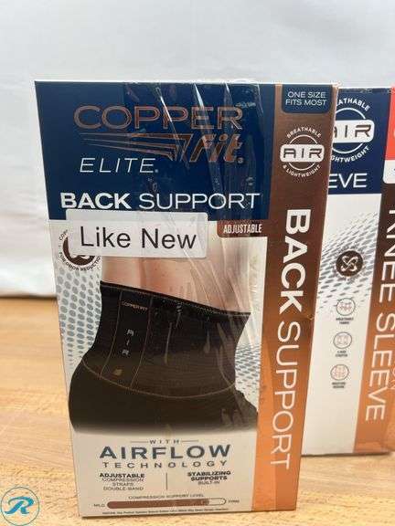 Copper Fit Elite Air Back Support- Like New; (2) Copper Fit Elite Air Knee Sleeve 2-pack- Like New - Roller Auctions