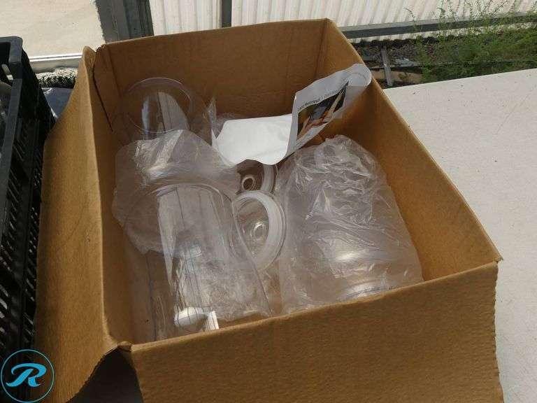 Glassware, Planter, and Wicker Basket - Roller Auctions