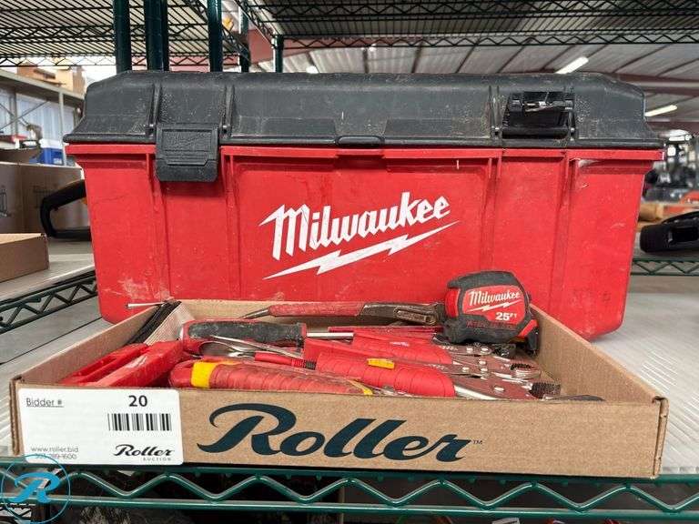 Milwaukee Tool Box with Assorted Milwaukee Tools and 25-ft Tape Measure