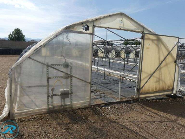 Tunnel Hoop House Frame, 90′ x 17′, With Front and Rear Doors, 60″ x 76″ - Roller Auctions