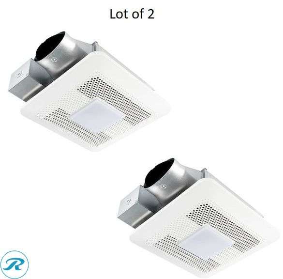 (2) New- Panasonic WhisperThin DC Motor w/ Humidity Sensor 0.5-Sone 80-CFM White Lighted Bathroom Fan with Humidity Sensor (ENERGY STAR Certified (Total of 2)