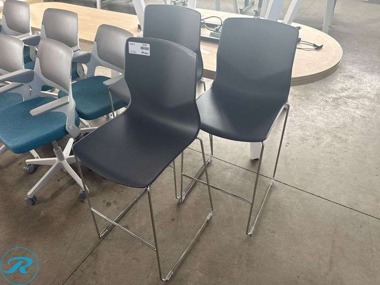 (3) Black Bar Stools with Chrome Frame - Roller Auctions