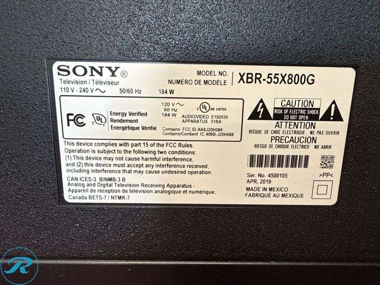 Sony XBR-55X800G 55” 4K Ultra HD Smart Television - Roller Auctions
