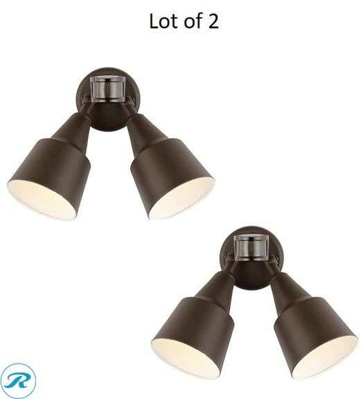 (2) New- Generation Lighting Flood Light 9 -Watt Antique Bronze Hardwired LED Flood light Motion Sensor (Total of 2) - Roller Auctions