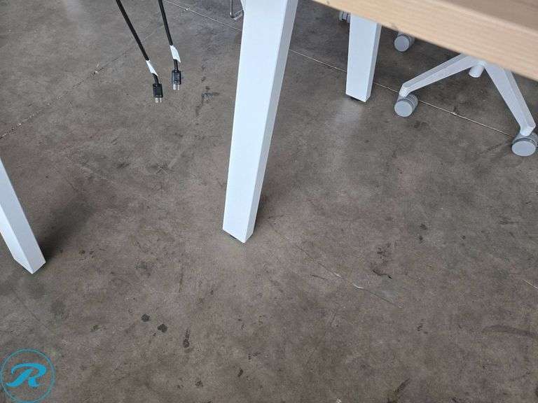 Rectangular Light Wood Desk With White Metal Legs, 72″x30″ - Roller Auctions