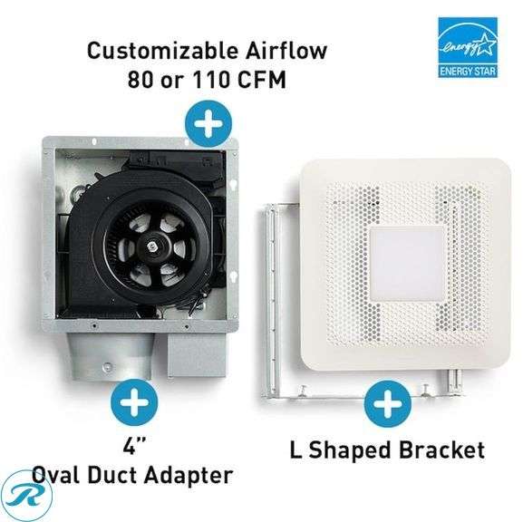(1) New- Panasonic WhisperThin DC Motor w/ Humidity Sensor 0.5-Sone 80-CFM White Lighted Bathroom Fan with Humidity Sensor (ENERGY STAR Certified (Total of 2) - Roller Auctions
