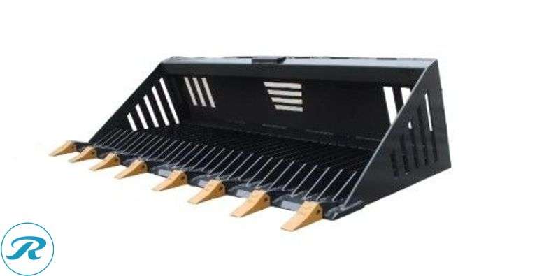 New Land Honor RB-14-72W Rock Bucket With Teeth Attachment to Fit Skid Steer Loader, 72" - Roller Auctions