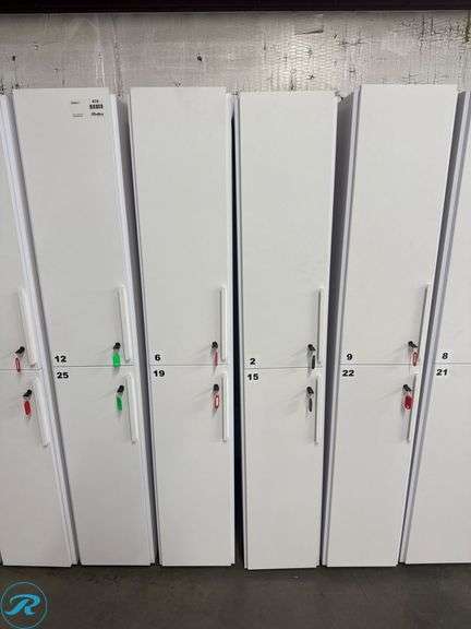 (4) 2-Bay White Lockers with Numbered Doors - Roller Auctions