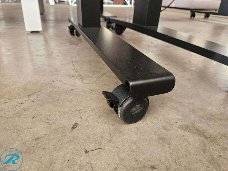 Electric Height-Adjustable Desk with White Top and Black Base, 60×30 Inches - Roller Auctions