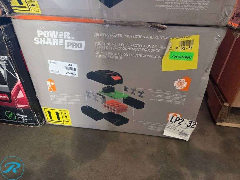 New Worx WG753 40V Cordless Lawn Mower with Power Share Pro Batteries - Roller Auctions