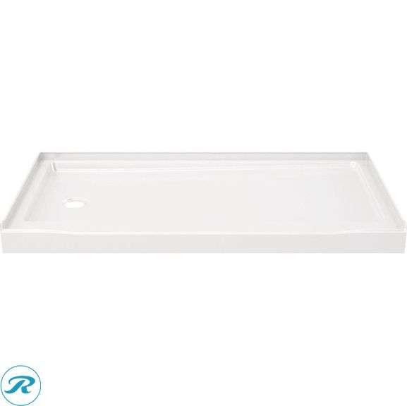 (1) New- Delta EverEdge 32-in W x 60-in L Left High Gloss White Single Threshold Rectangle Shower Pan Base with 5-in H Threshold (total of 1)