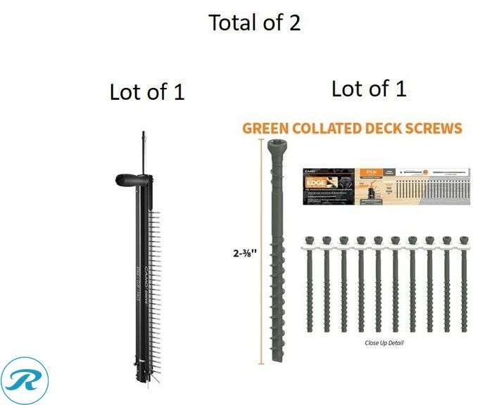 (2) New- (1) CAMO Drive Collated Stand-up Deck Fastening Handheld drill guide (1) CAMO #7 x 2-3/8-in Wood to wood Deck Screws ( 1000 -Per Box ) (Total of 2 items) - Roller Auctions
