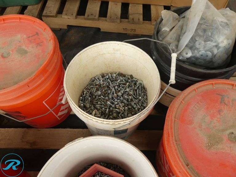 Pallet of Screws and Washers in 5-Gallon Buckets - Roller Auctions