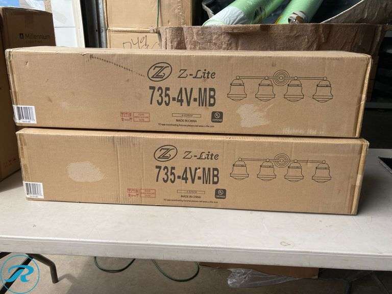 (2) New- Z-Lite Vaughn 31.5-in 4 -Light Matte Black Transitional Vanity light (total of 2 lights) - Roller Auctions