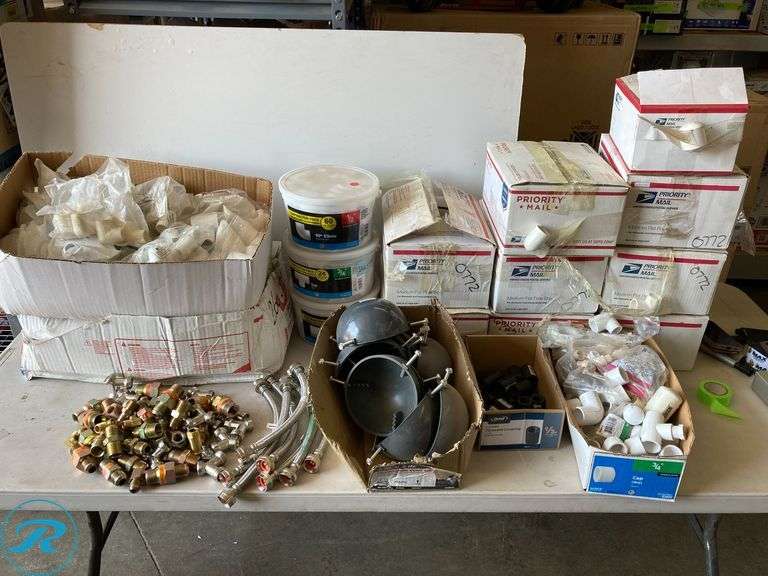 (500) new- Assorted PVC Plumbing supplies, Coupling, eblow, cap and tees (more the 500+ approx items) - Roller Auctions