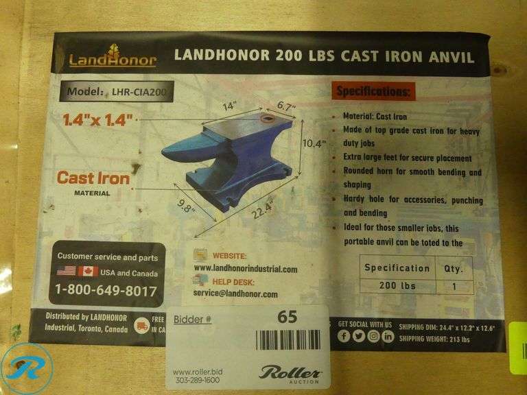New Land Honor LHR-CIA200 Cast Iron Anvil, 200 Lb. - Roller Auctions