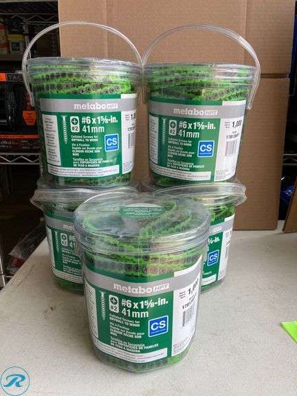 (5) New- Metabo HPT #6 x 1-5/8-in Collated Bugle Coarse Thread Drywall Screws (total of 5) - Roller Auctions