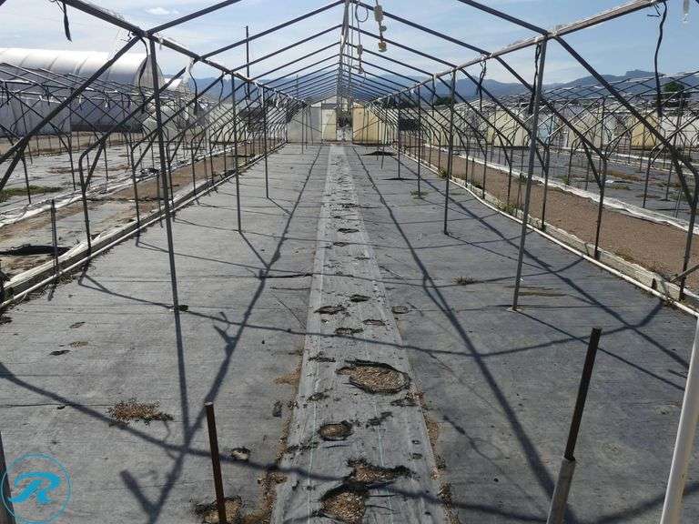 (2) Tunnel Hoop House Frames, 95′ x 17′, With Front and Rear Doors, 60″ x 76″ - Roller Auctions