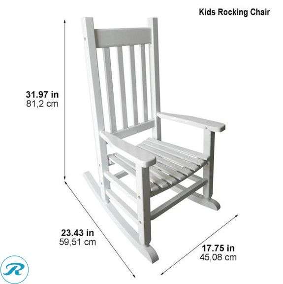 (2) New- Style Selections Children‘s White Wood Frame Rocking Chair with Slat Seat - Roller Auctions
