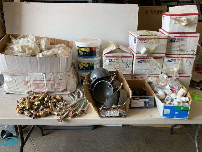 (500) new- Assorted PVC Plumbing supplies, Coupling, eblow, cap and tees (more the 500+ approx items) - Roller Auctions