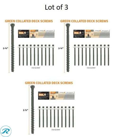 (5) New- (3) CAMO #7 x 2-3/8-in Wood to wood Deck Screws (2) CAMO Drive Collated Stand-up Deck Fastening Handheld drill guide (total of 5 items) - Roller Auctions