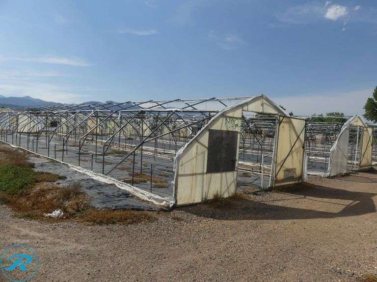 (2) Tunnel Hoop House Frames, 95′ x 17′, With Front and Rear Doors, 60″ x 76″ - Roller Auctions