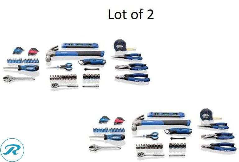 (2) New- Kobalt 73 -Piece Chrome Household Tool Set with Soft Case (total of 2) - Roller Auctions