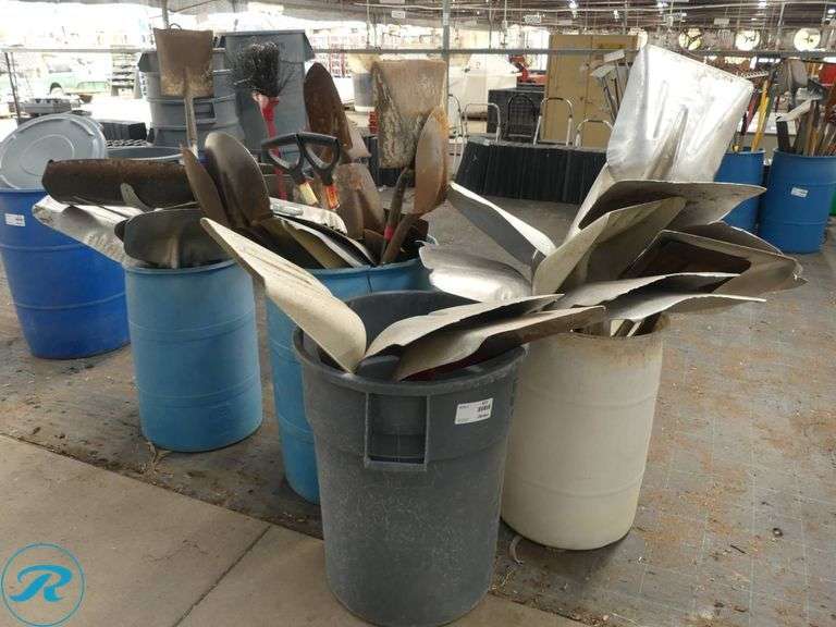 (4) Barrels of Assorted Shovels - Roller Auctions