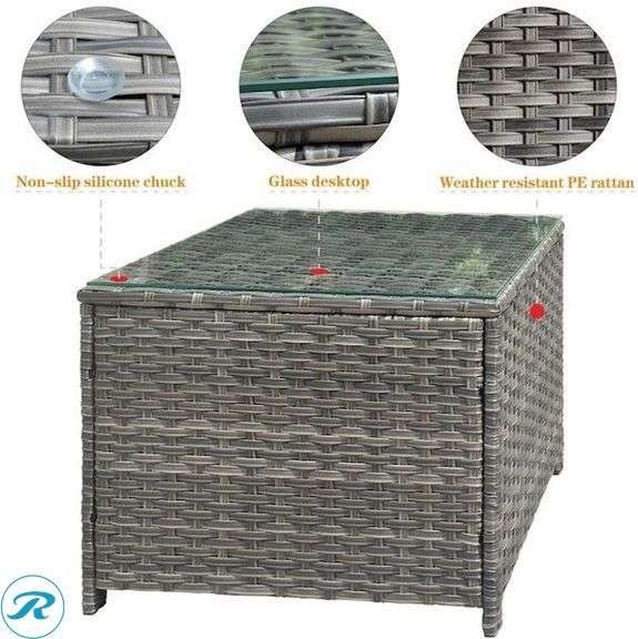 (1) New- Ovios New Vultros Square Rattan Outdoor Coffee Table 23.89-in W x 23.89-in L - Roller Auctions