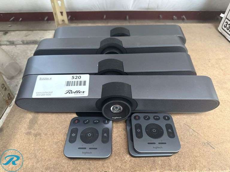 (4) Logitech Meetup Camera and Speakerphone Units with Remotes - Roller Auctions