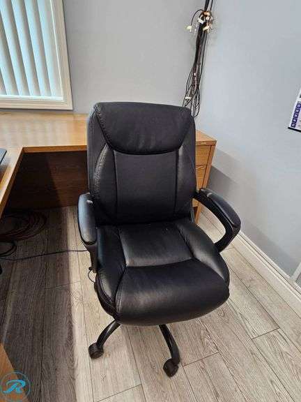 L-Shaped Wooden Desk With Office Chair - Roller Auctions