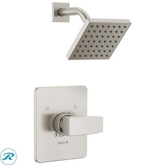 (1) New- Delta Modern Stainless 1-handle Single function 5-in Square Shower Faucet (1 Faucet )