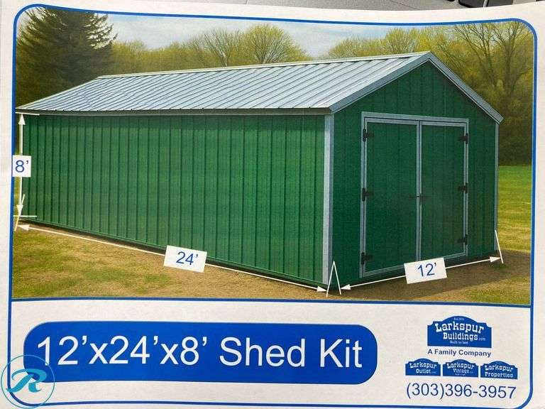 DIY Build it yourself Larkspur Brand Shed Kit 12' x 24' x8' - Roller Auctions
