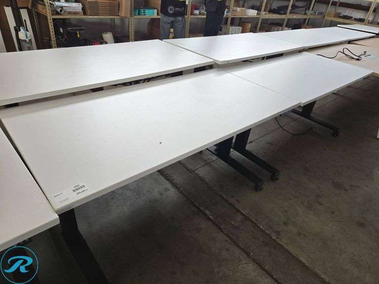 (2) ESI Triumph LX60 Electric Height-Adjustable Desk with 24″ Undermount Power Strip, 60×30 Inches - Roller Auctions