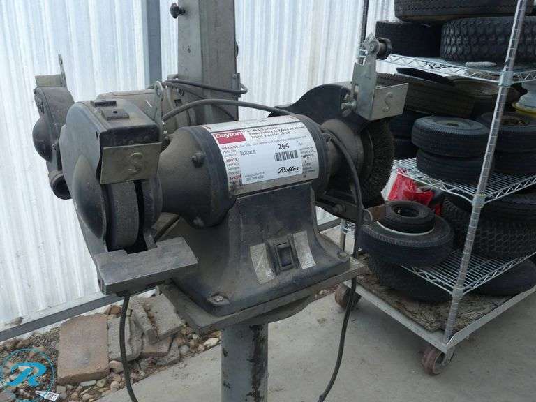 Dayton 4Z909C 8″ Bench Grinder and Jet BGS-6 Bench Sander/Grinder on Pedestal - Roller Auctions