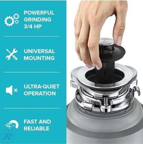 (1) New- Kraus Kore Continuous feed 3/4-HP Septic Safe Corded Garbage Disposal with Noise Insulation (total of 1) - Roller Auctions