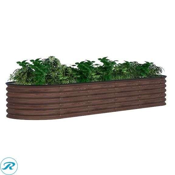 (1) New- VEIKOUS 18-cu ft 24-in W x 96-in L x 17-in H Brown Metal Raised Garden Bed - Roller Auctions