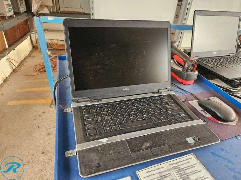 Dual Dell Latitude Laptops with Honeywell Barcode Scanners on Mobile Workstation - Roller Auctions
