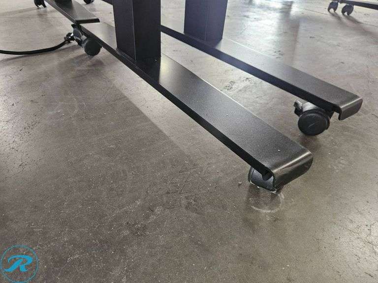 Electric Height-Adjustable Desk with White Top and Black Base, 60×30 Inches - Roller Auctions